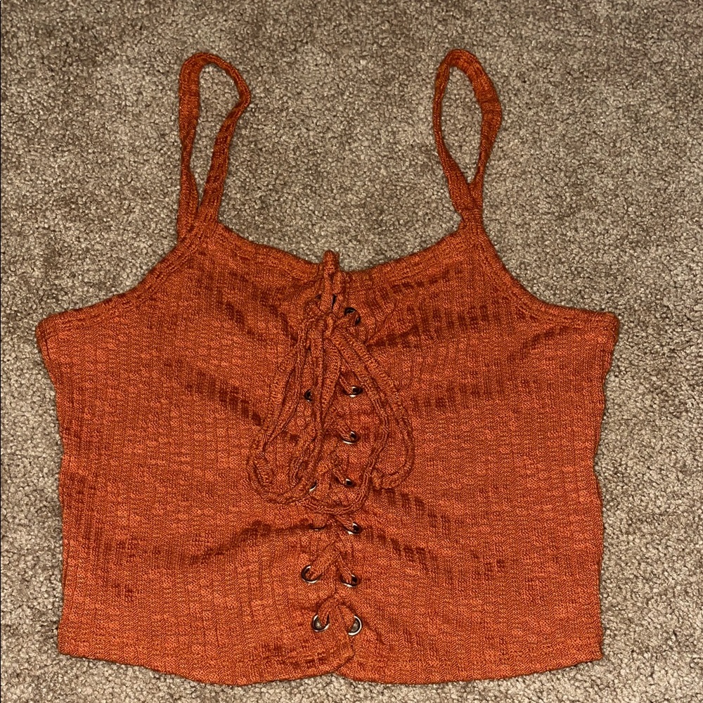 Forever 21 Burnt Orange Lace-Up Camisole